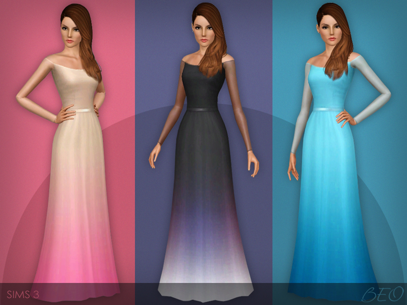 Transparent sleeves dress for The Sims 4 by BEO